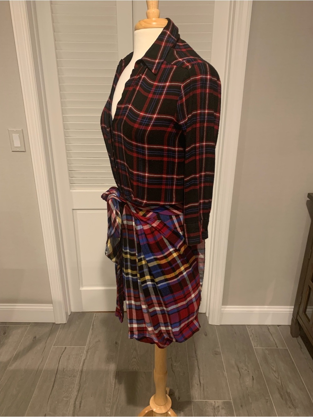 L’AGENCE Kylie Plaid Tie Front Shirt Dress Size 2